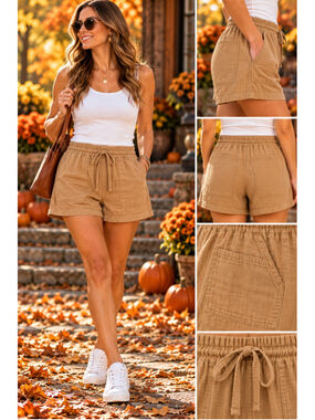 Women's LOFT Beige Drawstring Shorts Size XL